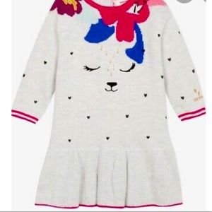 Catimini Dress Knit Heather Deer Pattern 18m Girl